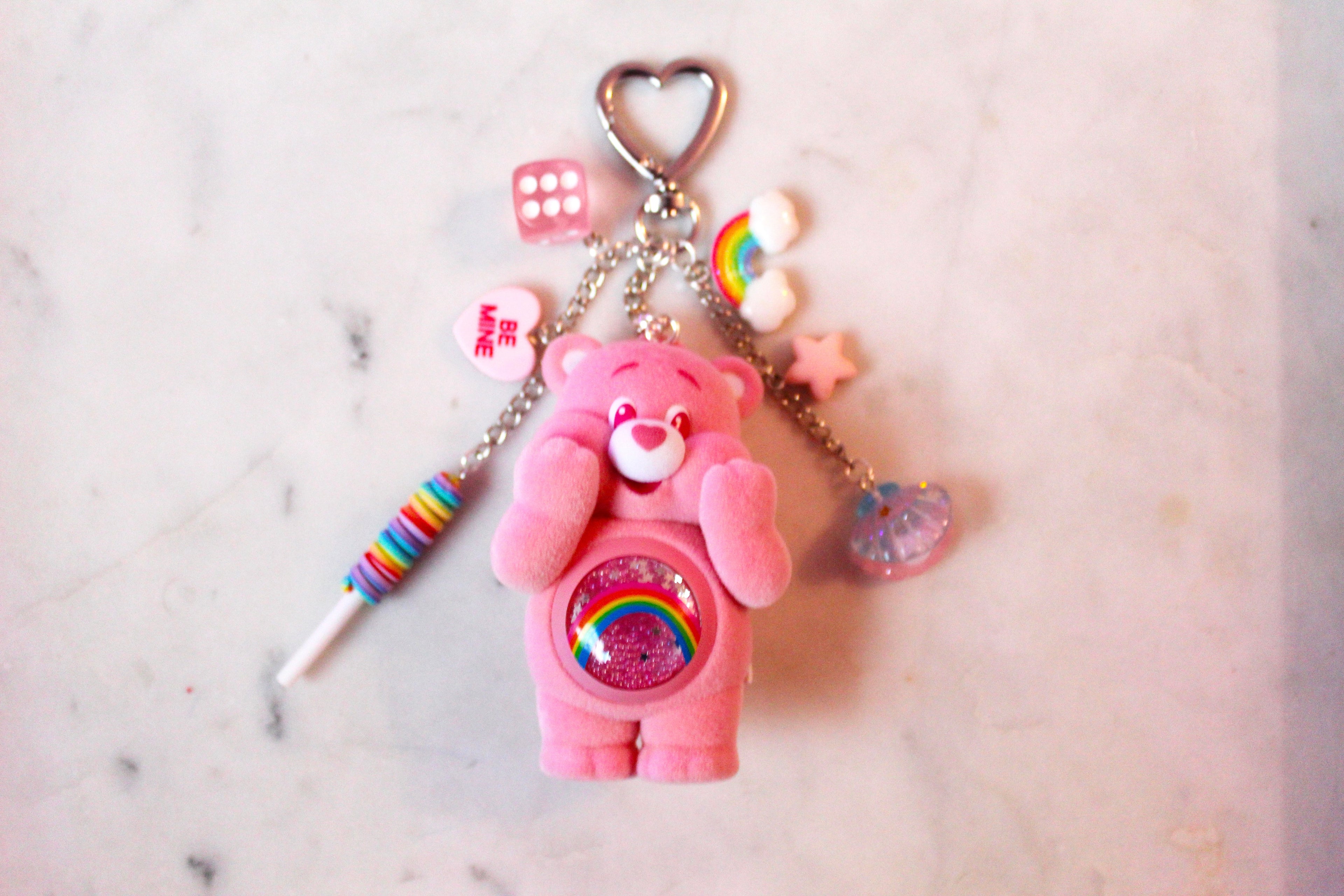 Care Bears colorful hugs figures keychain - CHEER BEAR