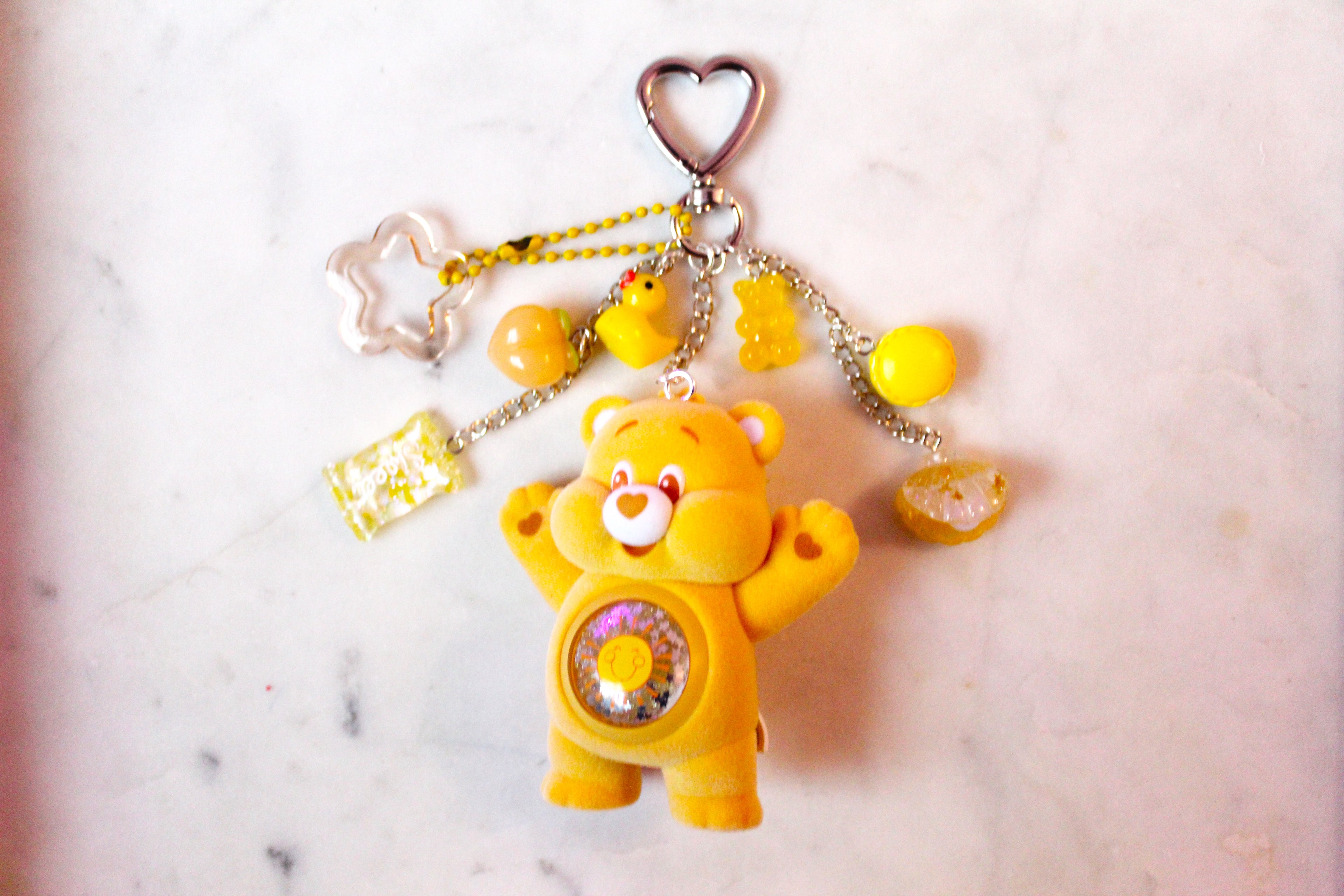 Care Bears colorful hugs figures keychain - FUNSHINE BEAR